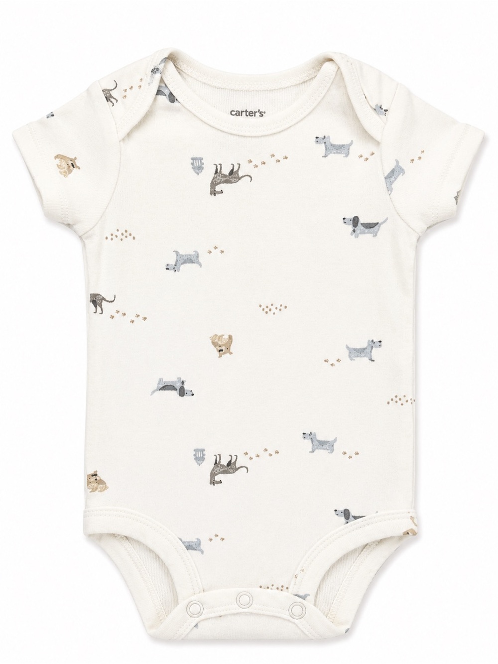 Cream Baby Bodysuit with Tiny Puppy Motif
